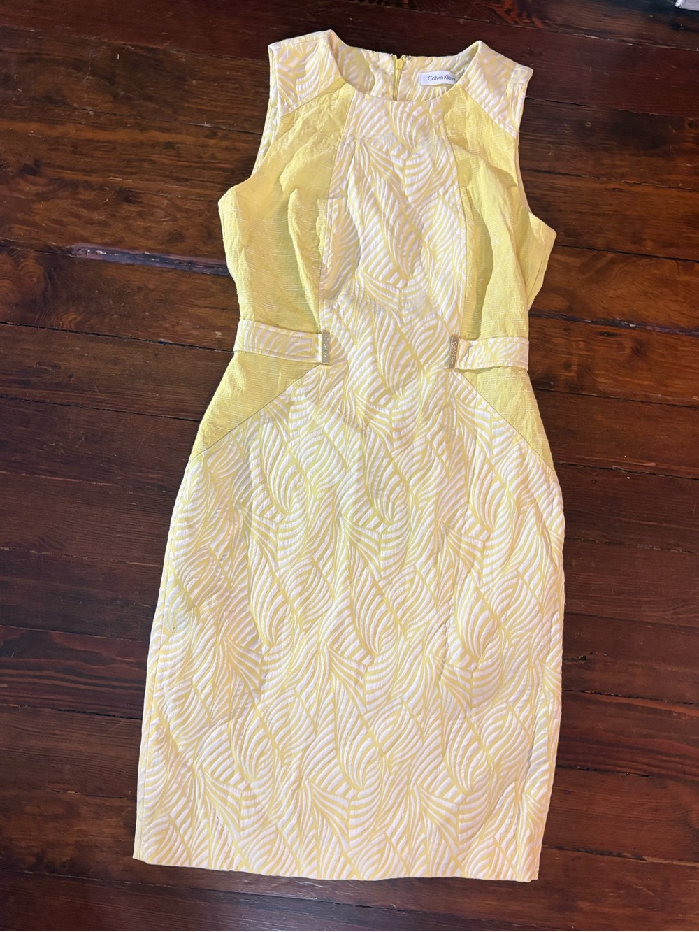 Calvin Klein yellow structured career smart dress size 2